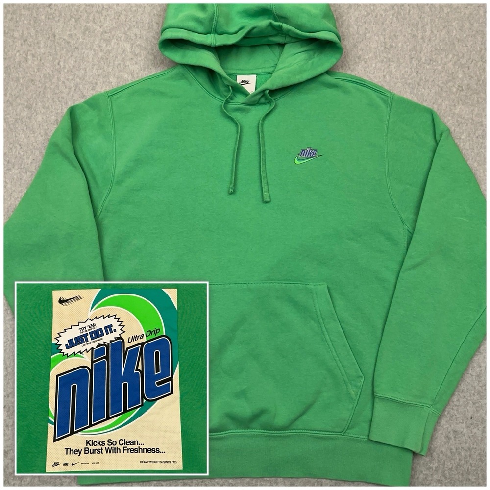 Nike Keep It‎ Clean Pullover Hoodie Men's Medium Green Detergent Logo DM2199
